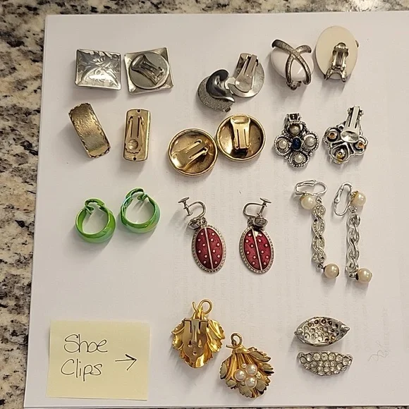 Vintage Earrings & Shoe Clips - Picture 2 of 6